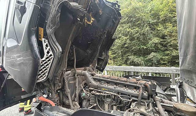 Bolu'da mobilya yüklü kamyon alev aldı: Erken müdahale faciayı önledi