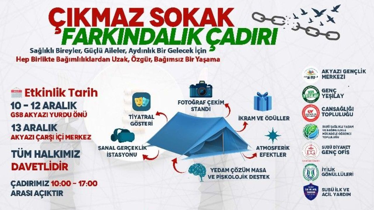 ‘Çıkmaz Sokak Farkındalık Çadırı’ etkinliği başlıyor