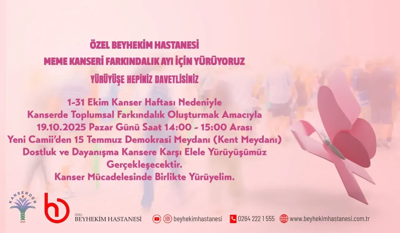 Özel Beyhekim Hastanesi Meme Kanseri Farkındalık Yürüyüşü'ne davetlisiniz!