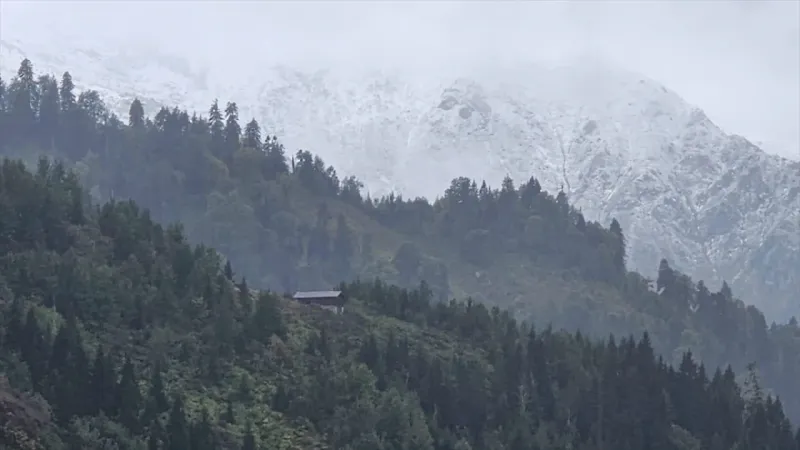Rize'de yüksek kesimlere kar yağdı
