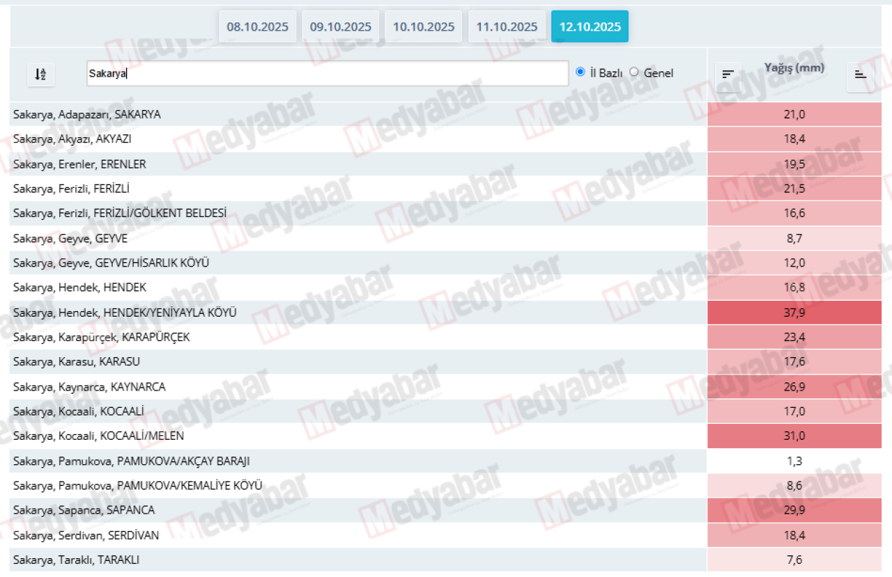 Sakarya’da yağışlar yüzleri güldürdü! İşte ilçe ilçe yağış miktarları