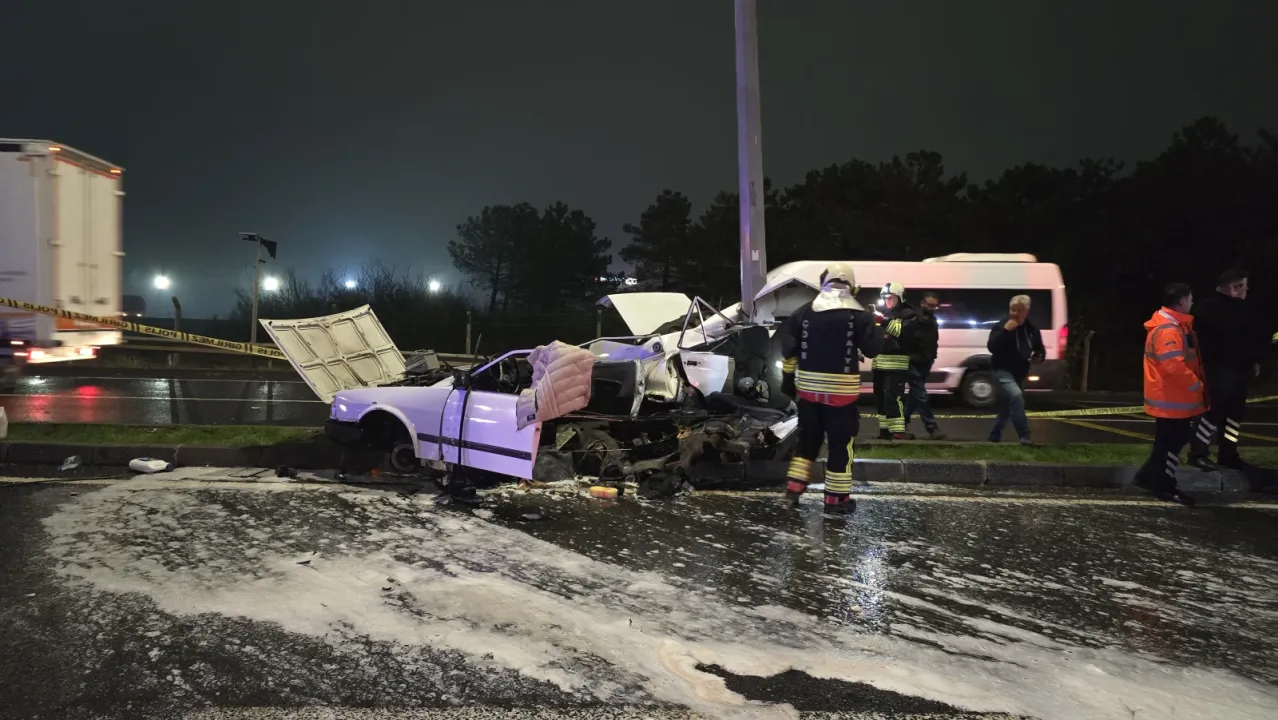 Tekirdağ'da direğe çarpan otomobilin sürücüsü yaralandı
